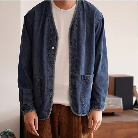 Jesse – Denim Herenjack Met V-hals