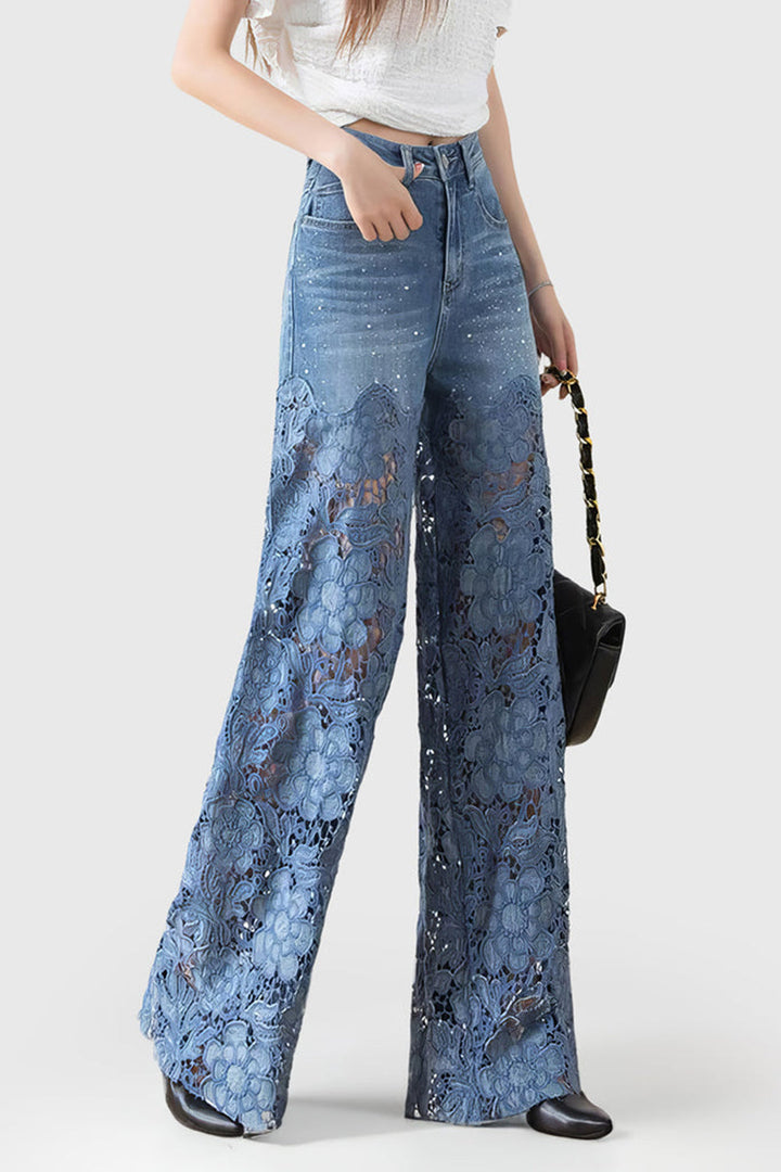 Elena – Patchwork Wijde Pijpen Jeans