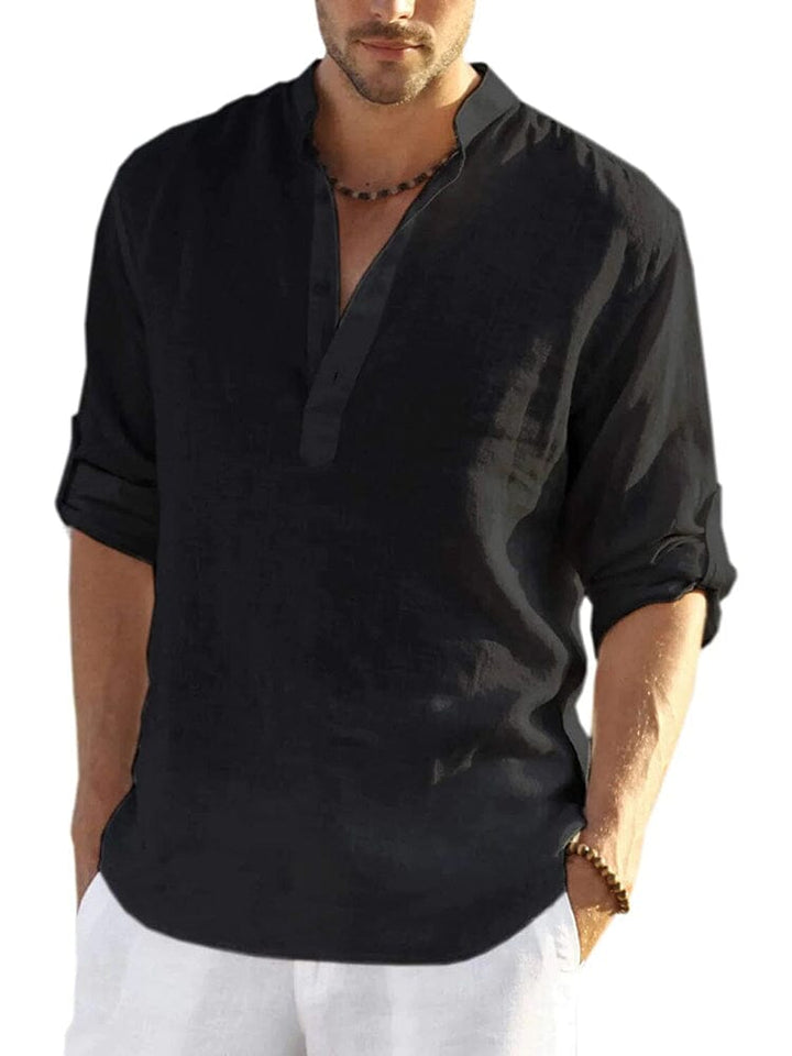 Elias – linnen stijl henley shirt