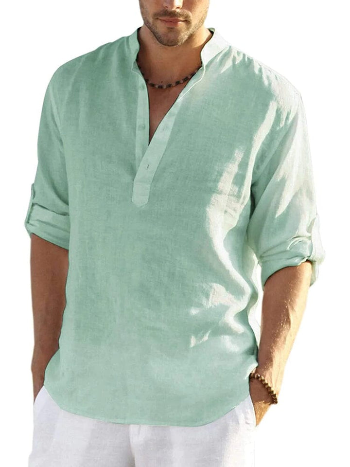 Elias – linnen stijl henley shirt