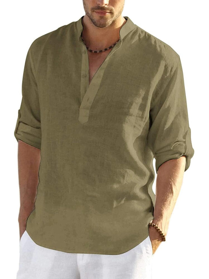 Elias – linnen stijl henley shirt