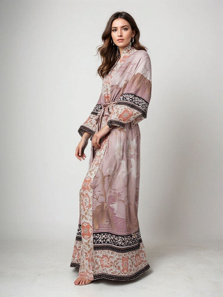 Noëlle – lange kimono met bloemenprint