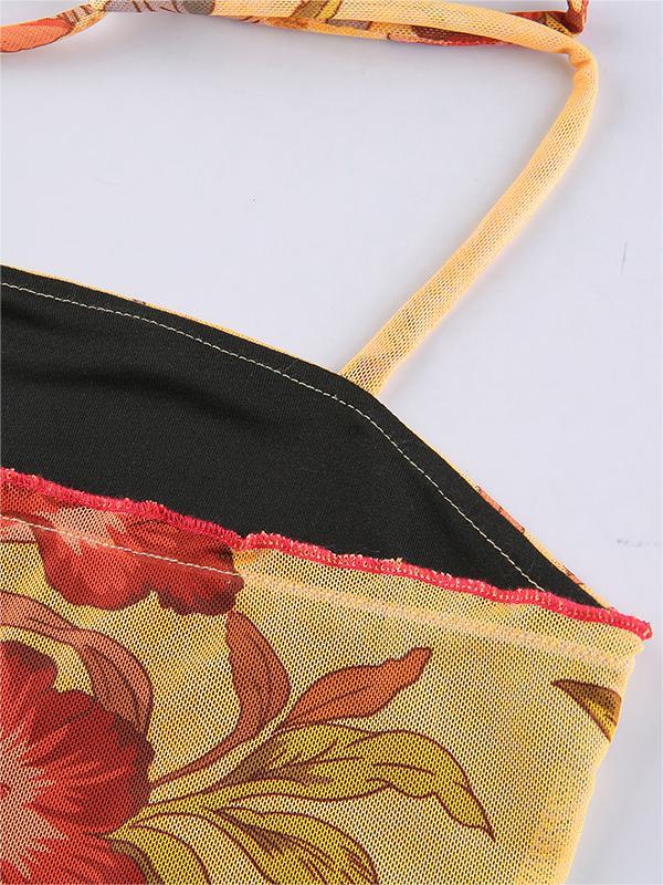 Eléna – Floral Halter Tie Top