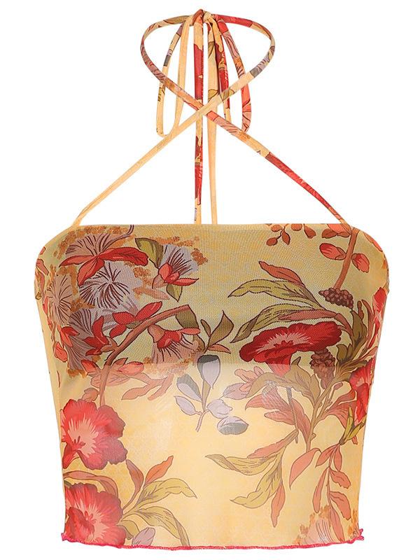 Eléna – Floral Halter Tie Top
