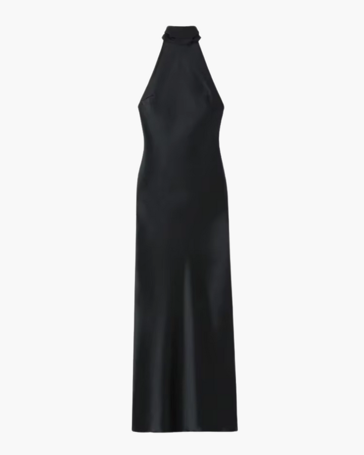 Elise – Satijnen Halterjurk Met Open Rug