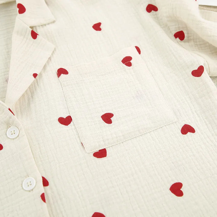 Sanne – Witte Pyjama Met Hartprint