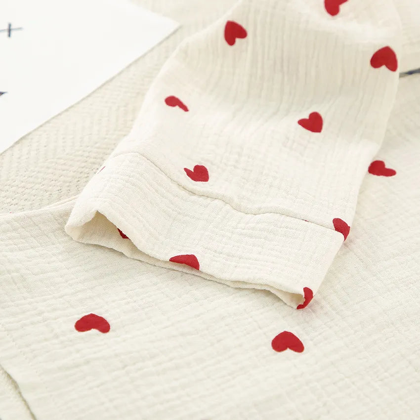 Sanne – Witte Pyjama Met Hartprint