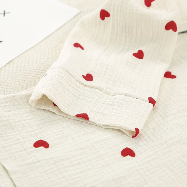 Sanne – Witte Pyjama Met Hartprint