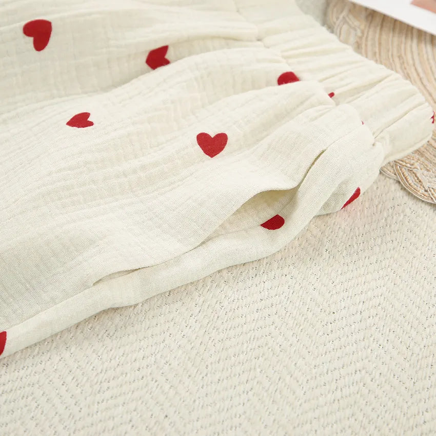 Sanne – Witte Pyjama Met Hartprint