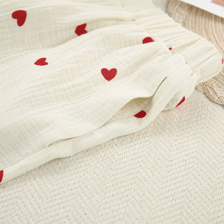 Sanne – Witte Pyjama Met Hartprint