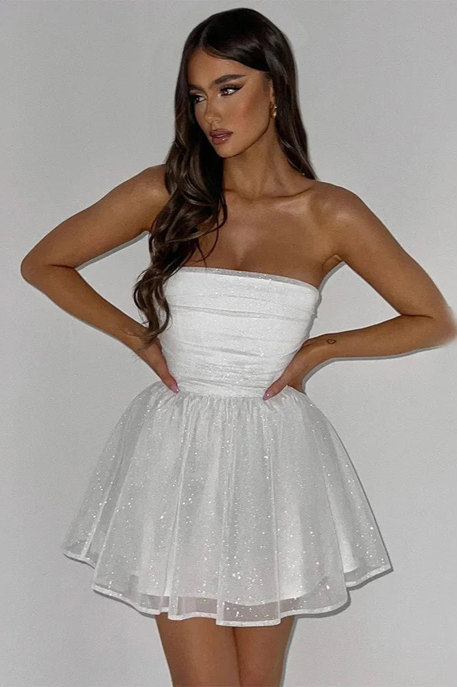 Isolde – Strapless Glitter Partyjurk