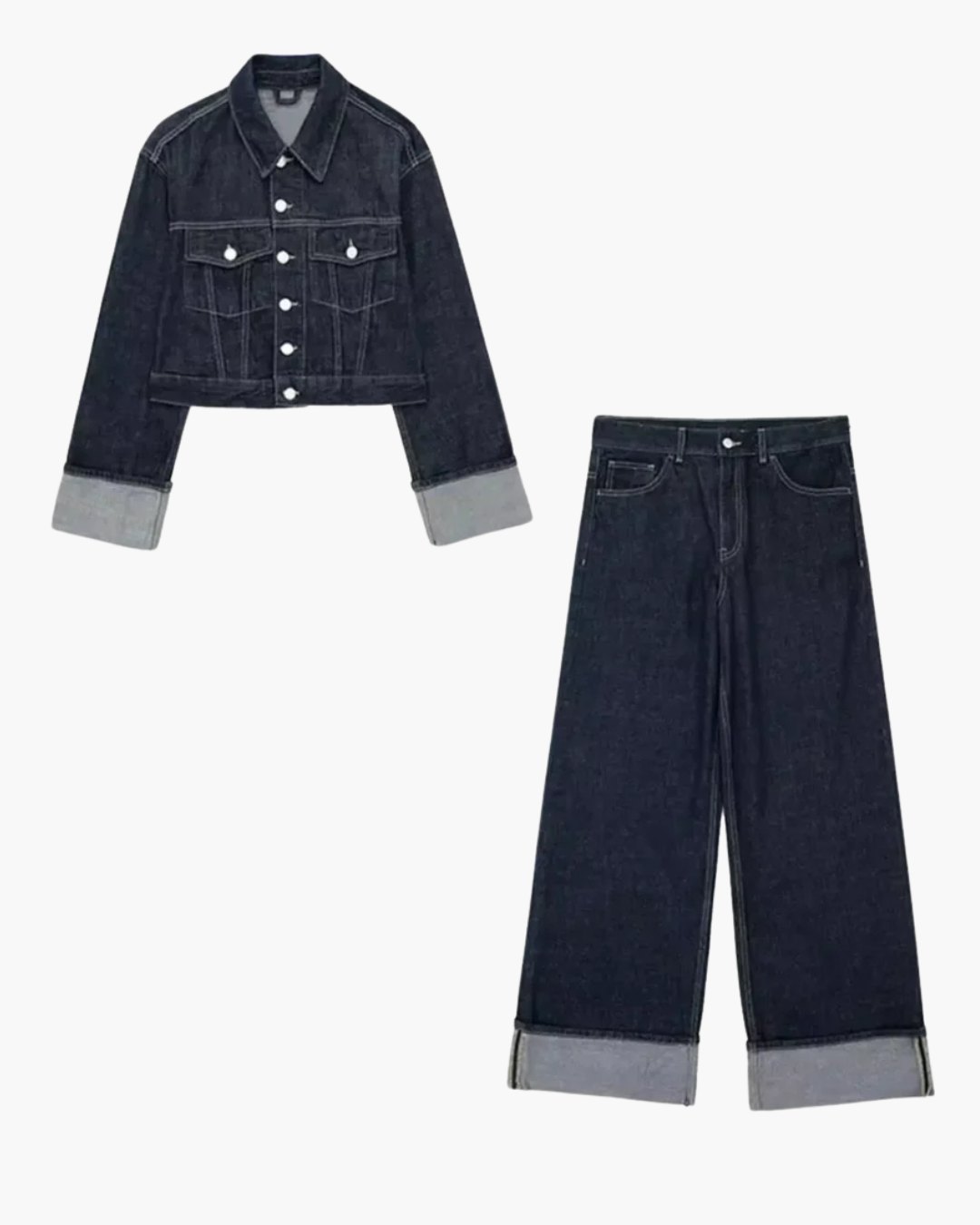 Anna – Donkere Denim Oversized Set