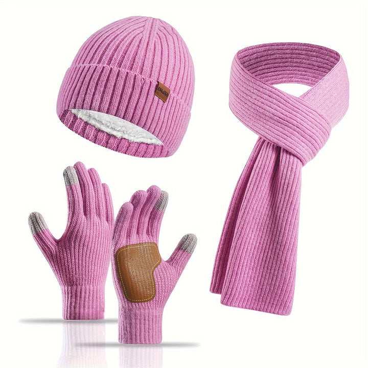 Alvara – Unisex Winterset Met Muts, Sjaal En Handschoenen
