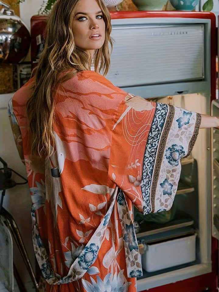 Noëlle – lange kimono met bloemenprint