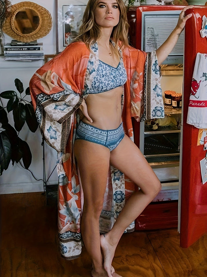Noëlle – lange kimono met bloemenprint