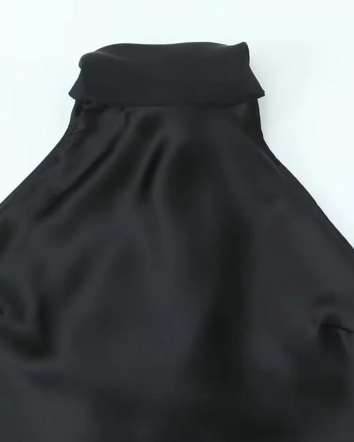 Noor – Satijnen Halterjurk Zwart
