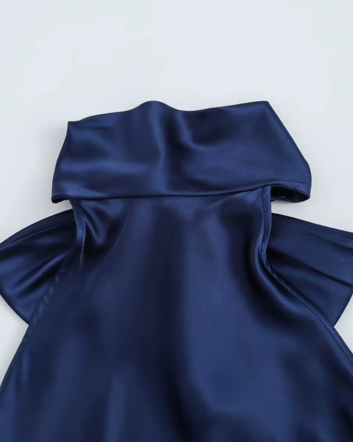 Elise – Satijnen Halterjurk Met Open Rug