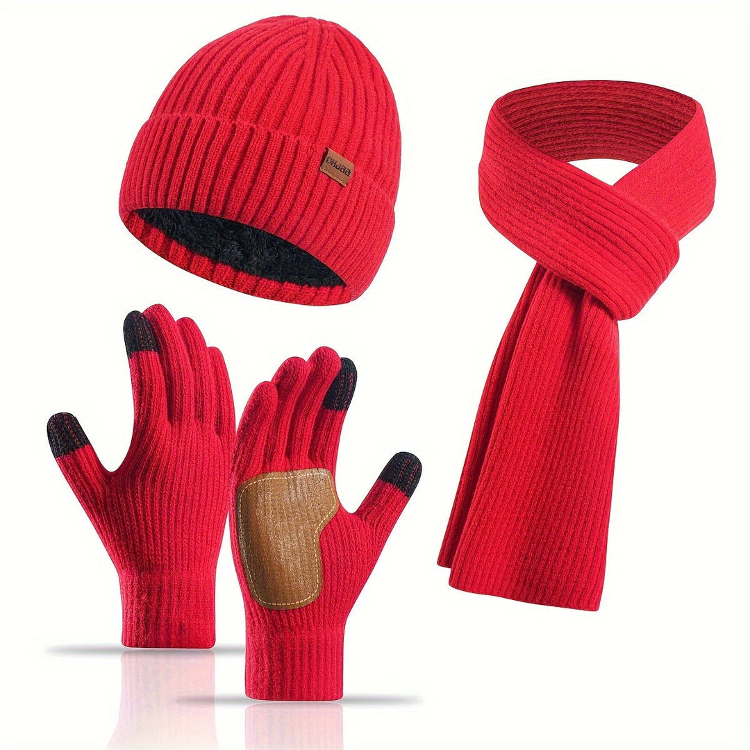 Alvara – Unisex Winterset Met Muts, Sjaal En Handschoenen
