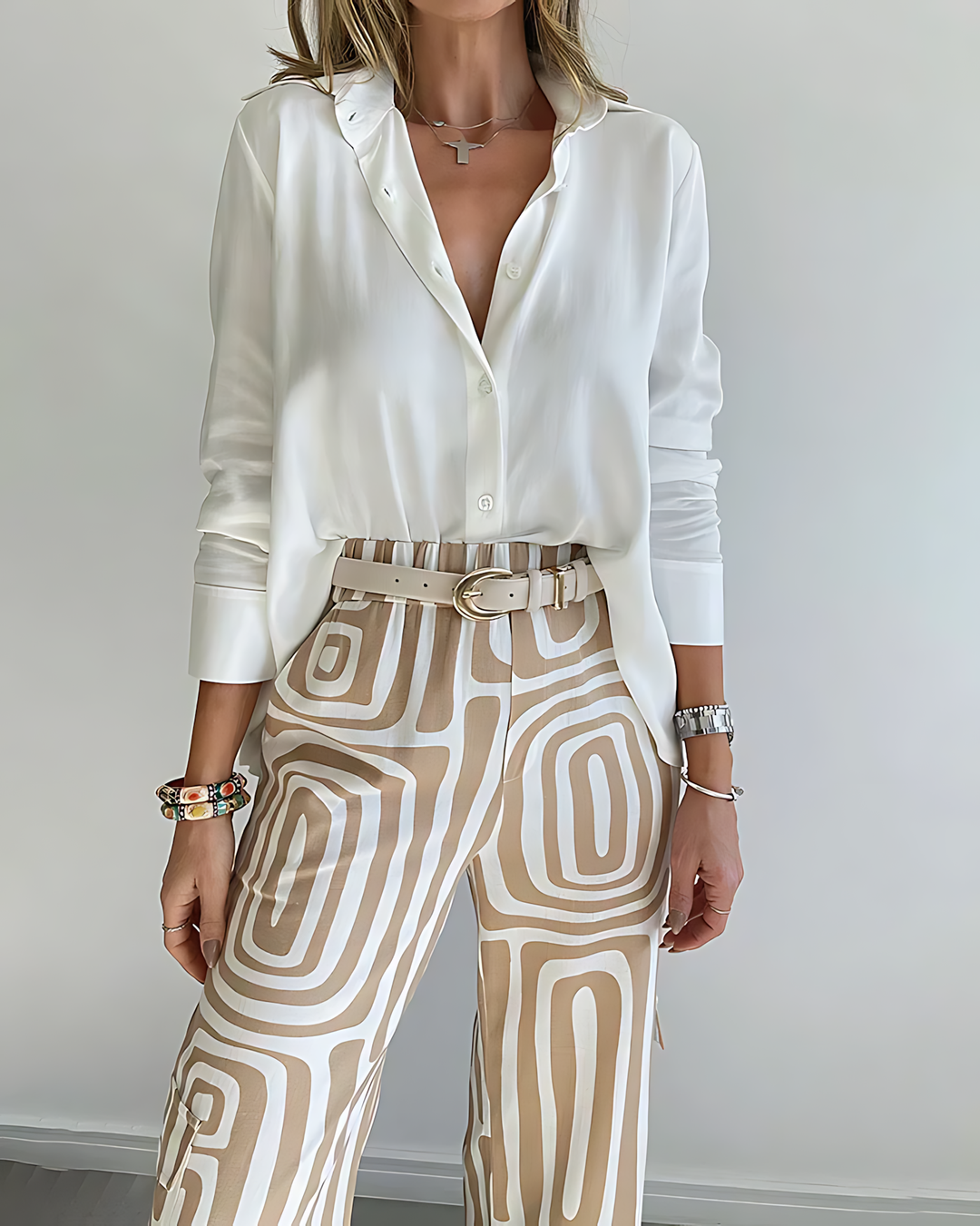 Kammay Stylish Trouser Set – Including Blouse and Belt