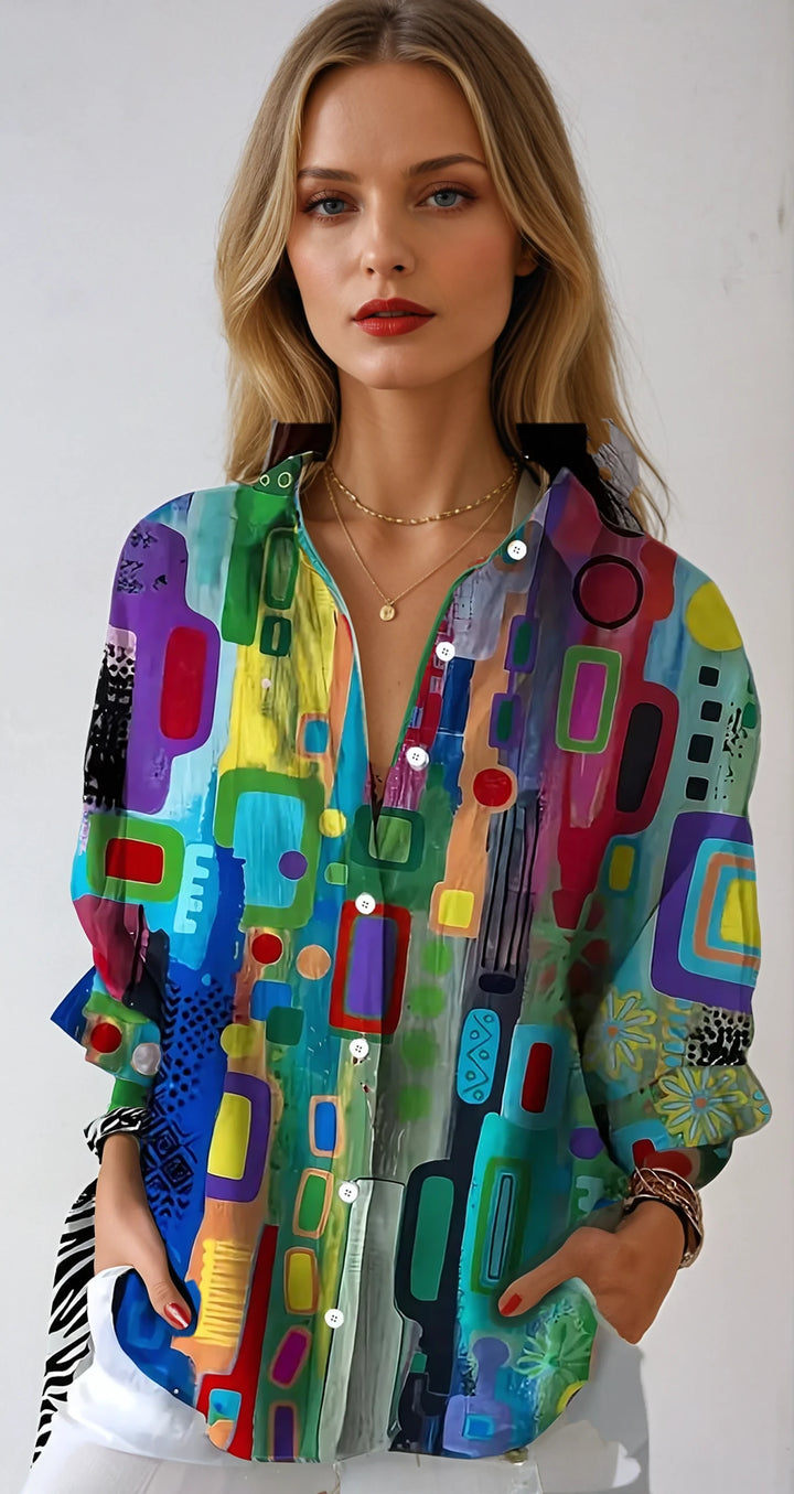 Isabel – Blouse met Geometrische Print