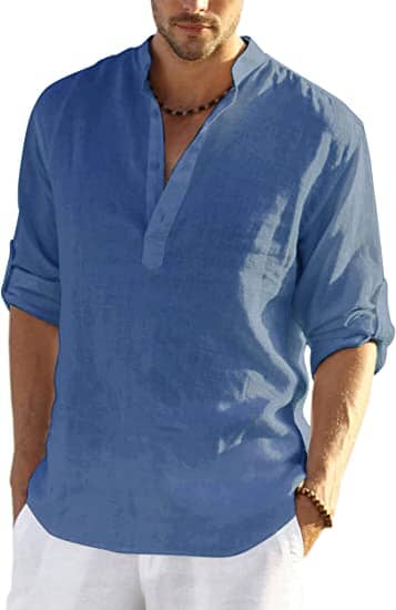 Elias – linnen stijl henley shirt