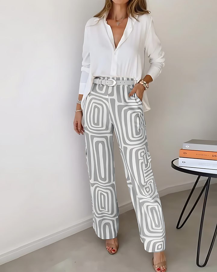 Kammay Stylish Trouser Set – Including Blouse and Belt