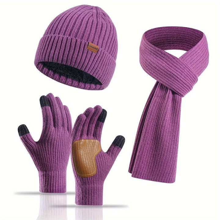 Alvara – Unisex Winterset Met Muts, Sjaal En Handschoenen