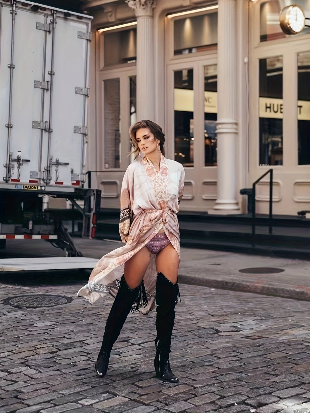 Noëlle – lange kimono met bloemenprint