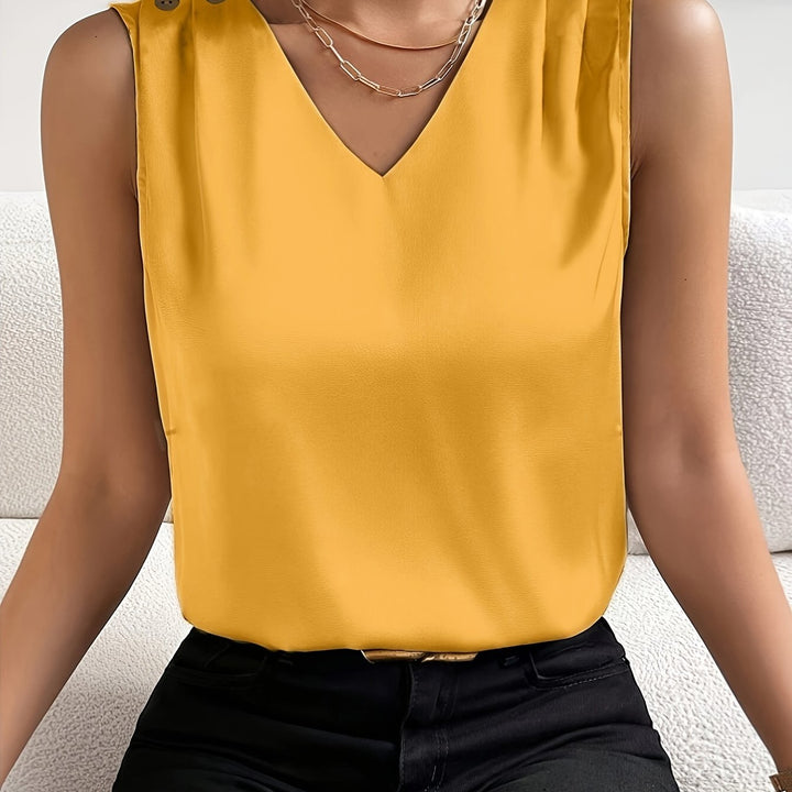 Solène – V-Hals Tanktop met Knoopdetail