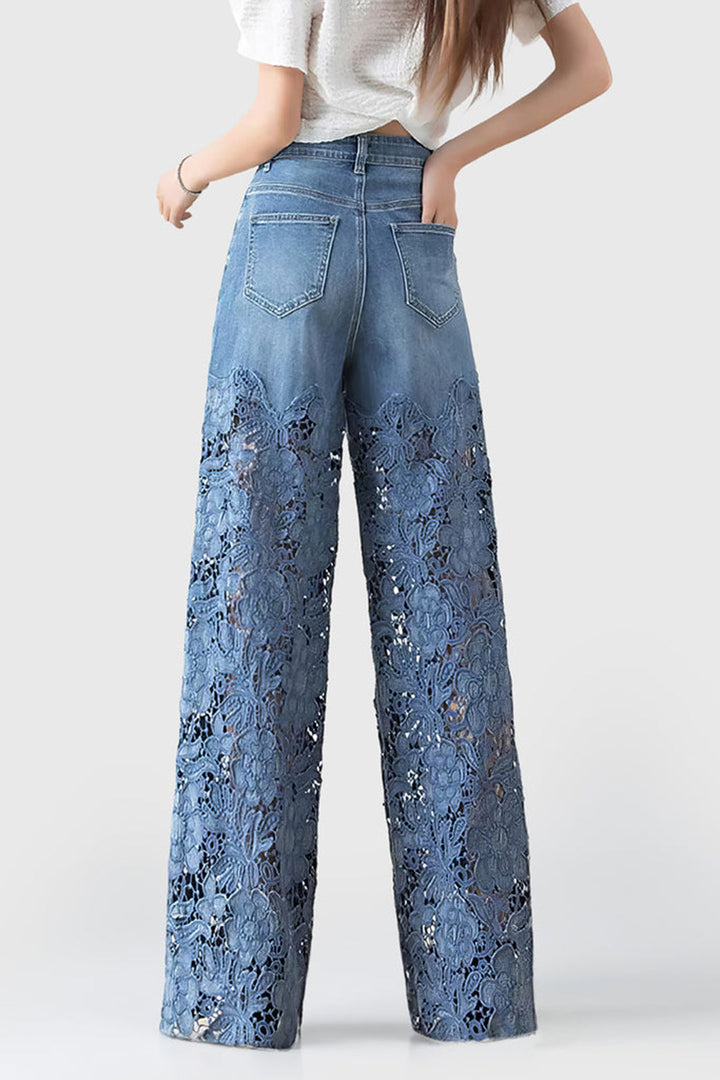 Elena – Patchwork Wijde Pijpen Jeans