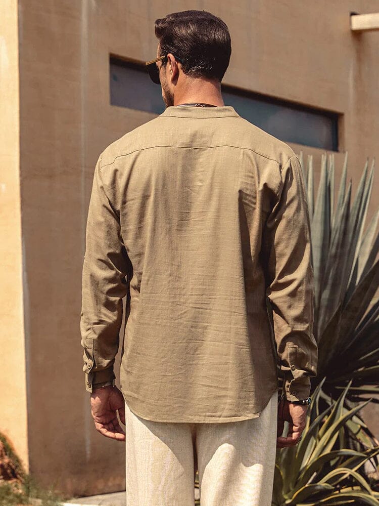 Elias – linnen stijl henley shirt