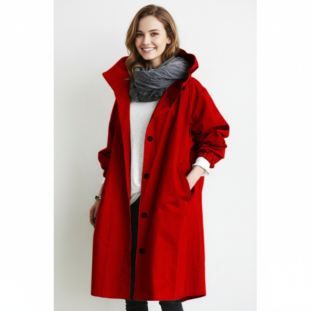 Dames lange trenchcoat in tijdloos en elegant design