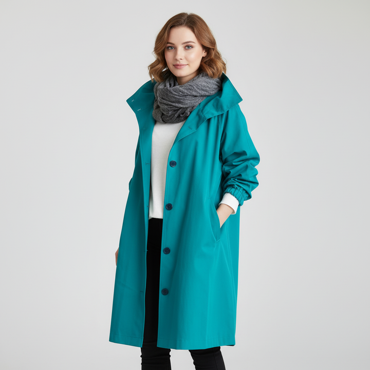 Dames lange trenchcoat in tijdloos en elegant design