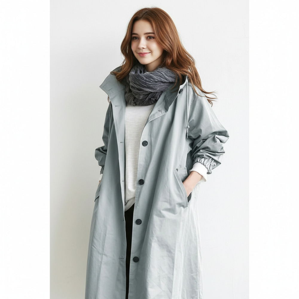 Dames lange trenchcoat in tijdloos en elegant design