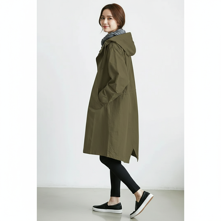 Dames lange trenchcoat in tijdloos en elegant design
