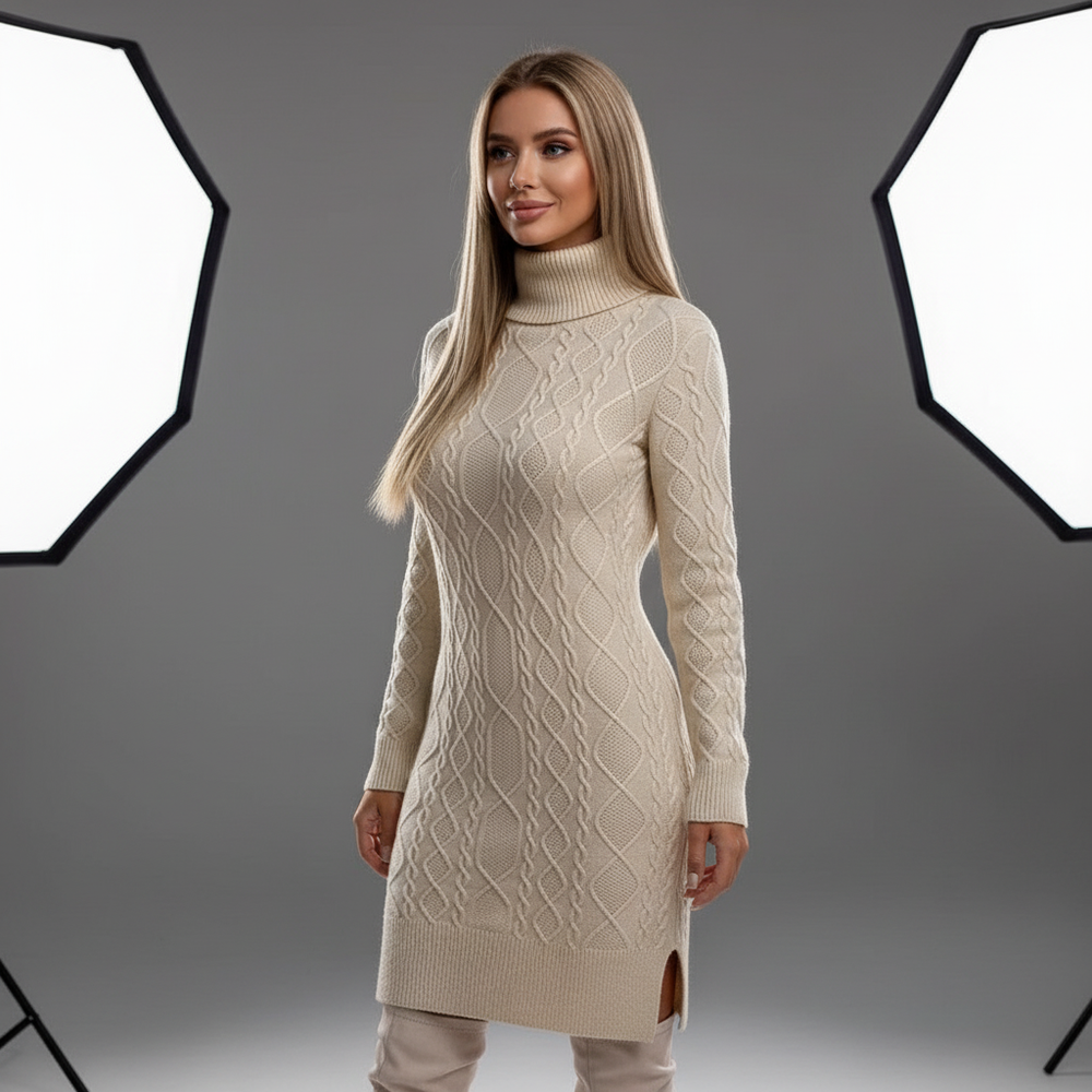 Dames gebreide winterjurk Aleida in elegante stijl