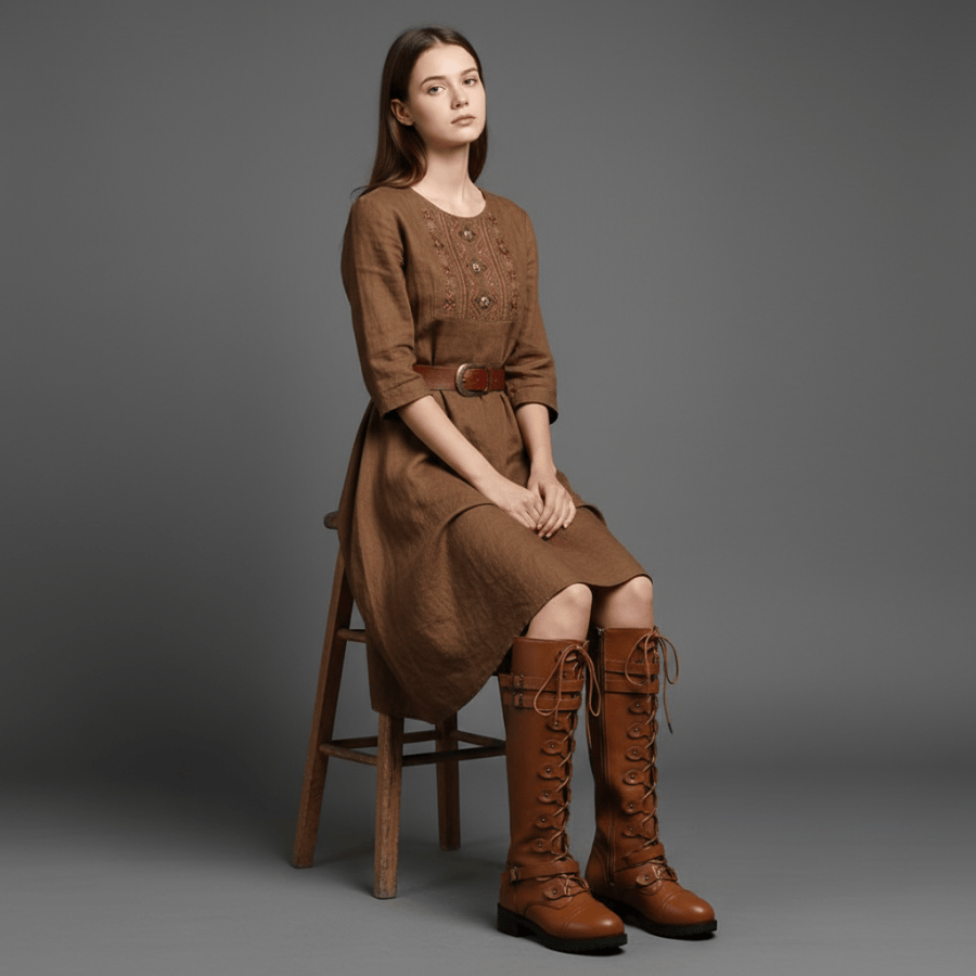 Kniehoge dameslaarzen met vetersluiting, elegant design en comfortabele pasvorm