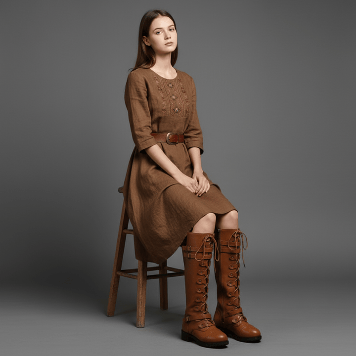 Kniehoge dameslaarzen met vetersluiting, elegant design en comfortabele pasvorm