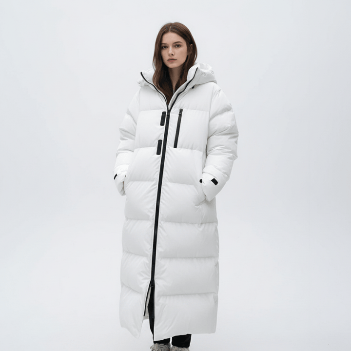 Waterdichte lange damesjas met elegante en praktische pasvorm