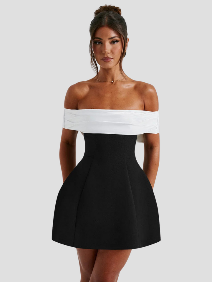 Aurea – Zwart-Witte Mini Jurk