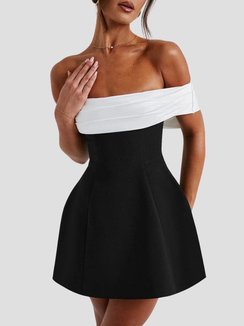 Aurea – Zwart-Witte Mini Jurk