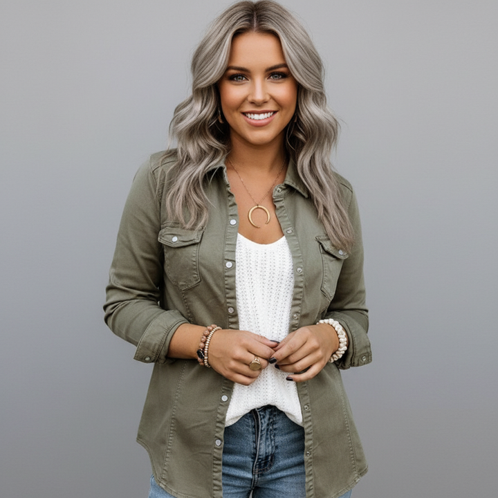 Denim overhemdjasje voor dames, stijlvol en comfortabel ontwerp