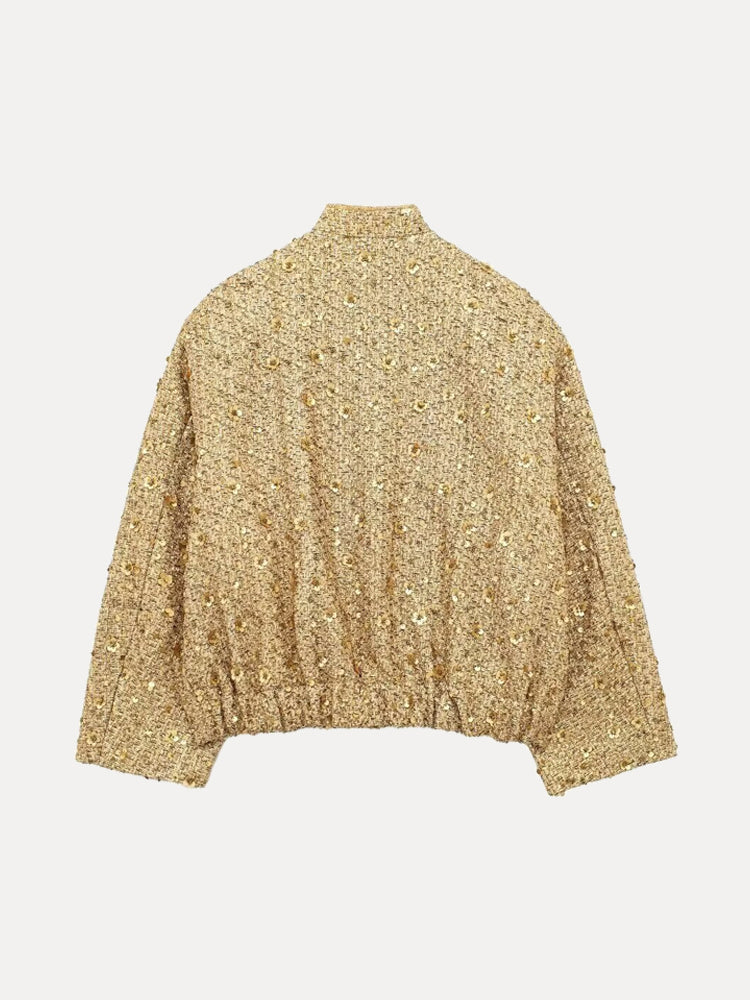 Noor – Casual Bomberjack Met Gouden Pailetten