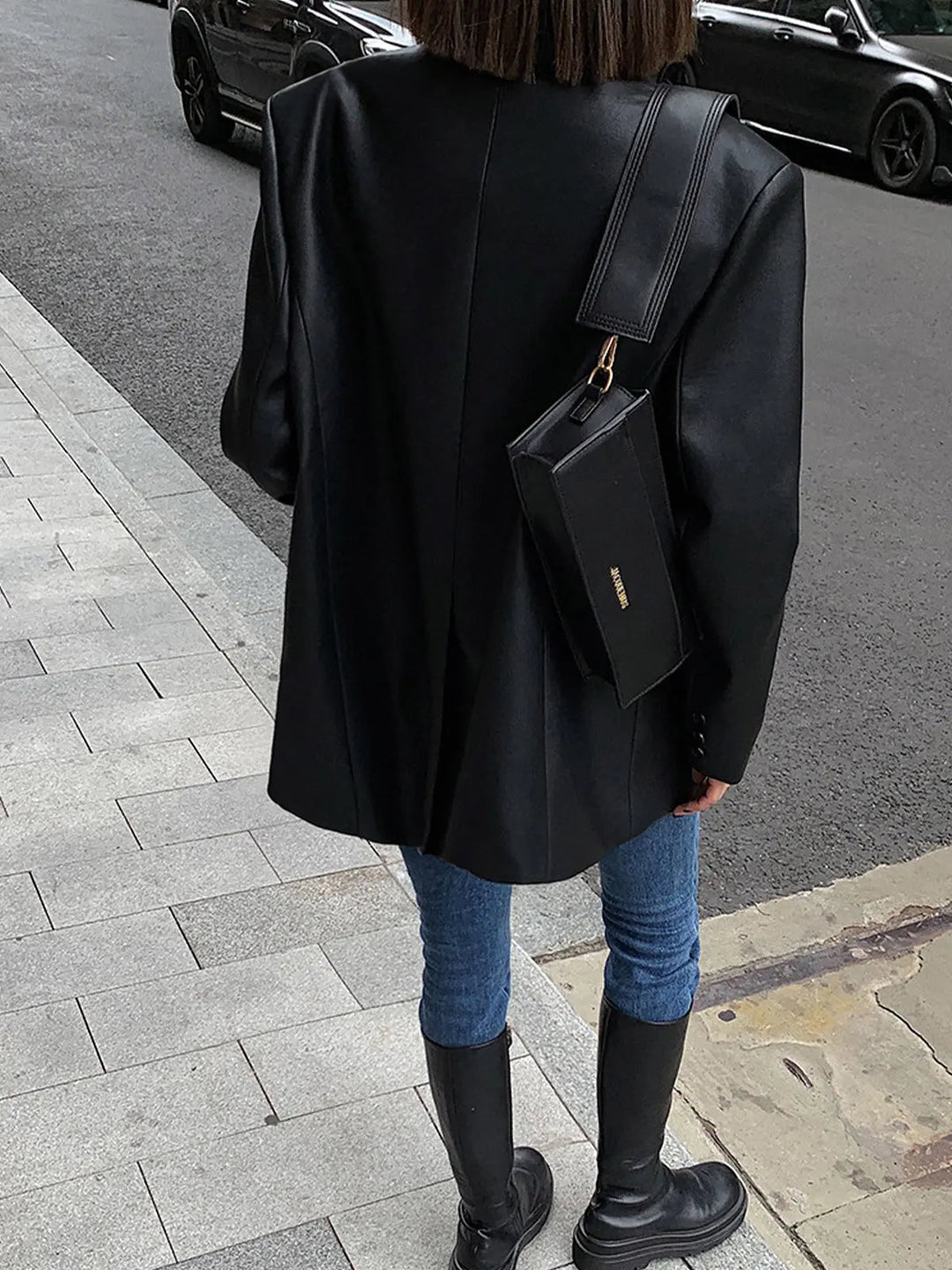 Yara – Leren Blazer Met Zakken En Details