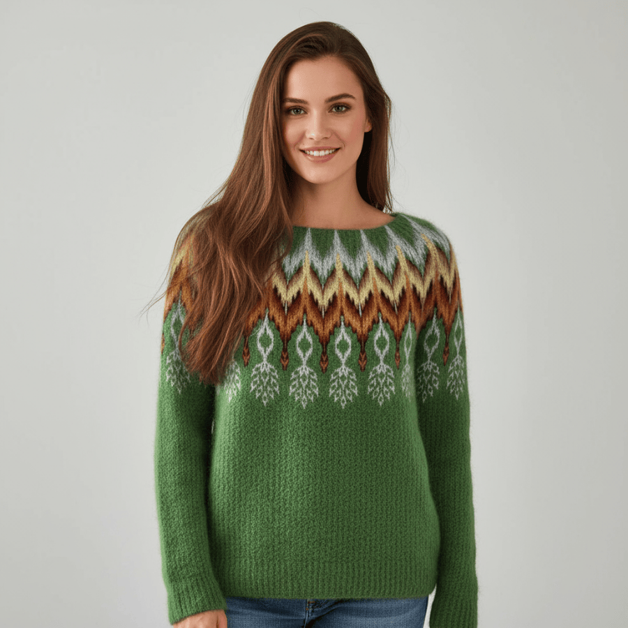 Gebreide damestrui met patroon, zachte stof en stijlvolle pasvorm