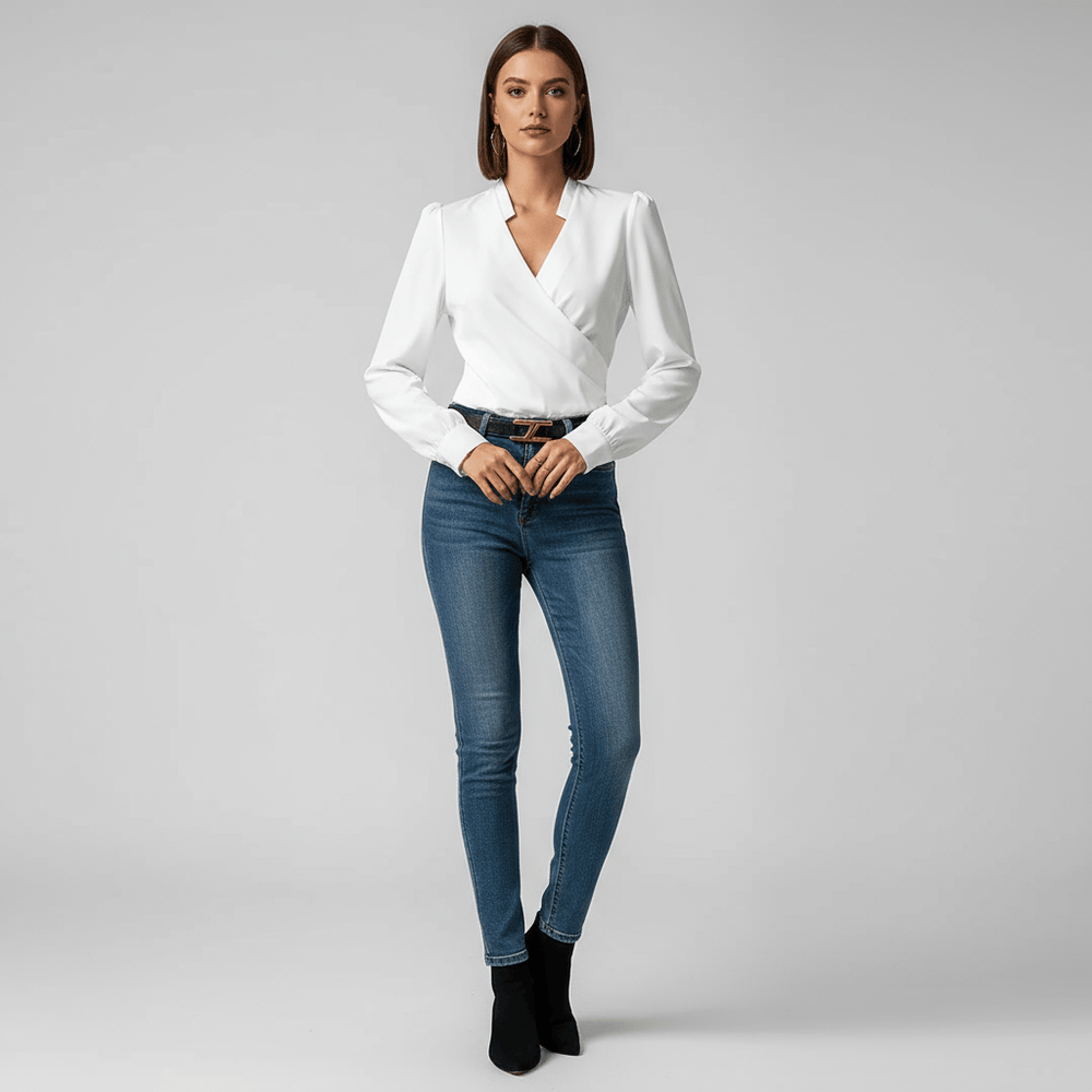 Elegante dames top met lange mouwen en tijdloze pasvorm