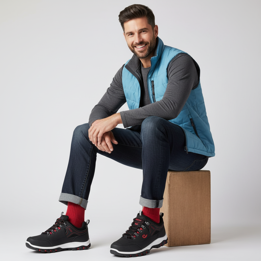 Wandelschoenen heren van synthetisch leer met stevige zool