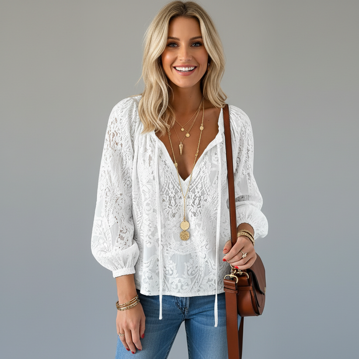 Luchtige gehaakte boho damesblouse met zomerse stijl