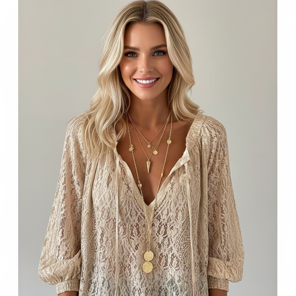 Luchtige gehaakte boho damesblouse met zomerse stijl