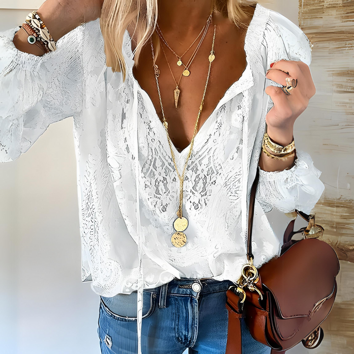 Luchtige gehaakte boho damesblouse met zomerse stijl